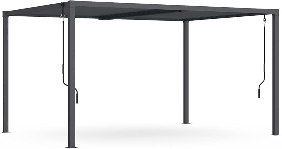 jardinito - Pergola bioclimatique Acier 3x4m Gris Anthracite