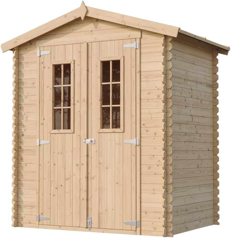 Abri de Jardin en Bois avec Sol TRAITÉ - Stockage extérieur I196xL136xH218 cm/ 1.98 m2 Petit abri à Outils, Local à vélos - jardinito M367C+M367G