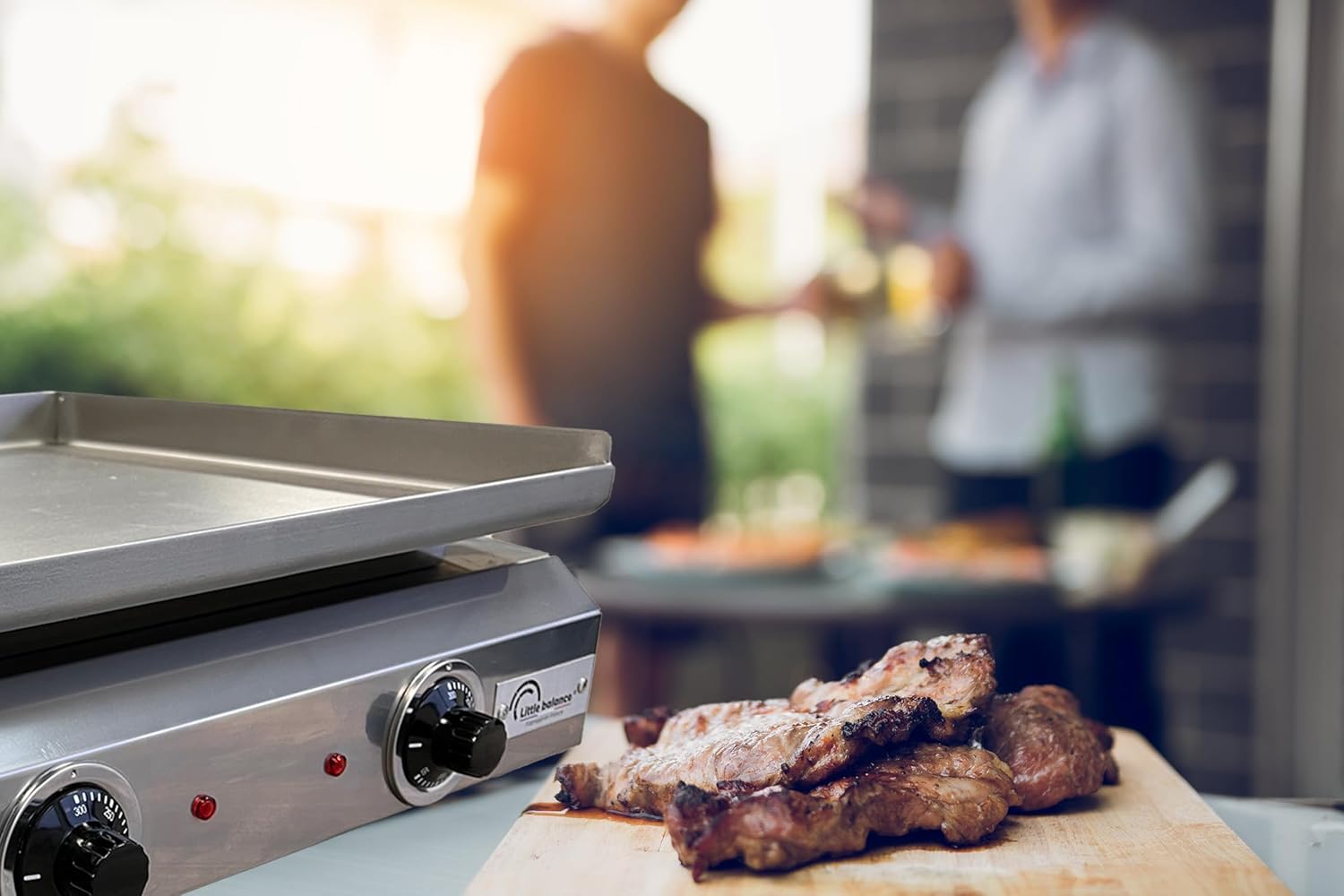 jardinito - Plancha électrique 2 zones inox 3000W, 60x40cm - 8679