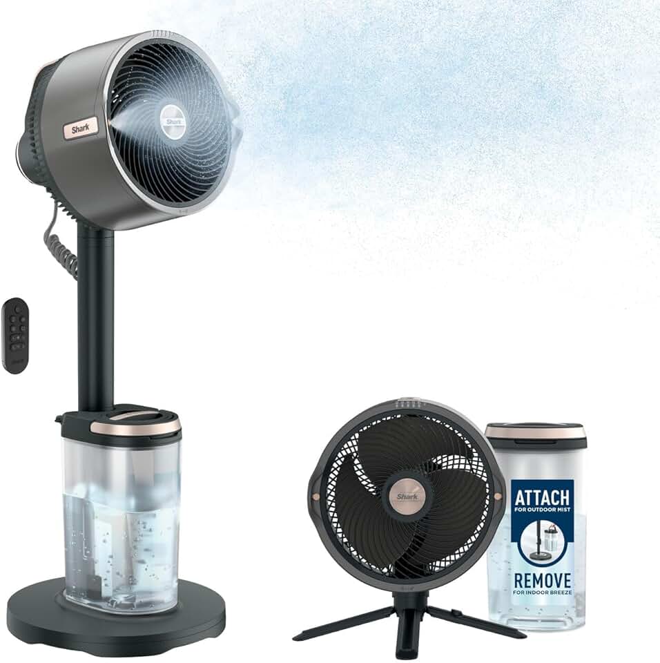 jardinito - FlexBreeze Pro - ventilateur intérieur/extérieur - sans fil, brumisateur, 5 vitesses, télécommande, silencieux, 