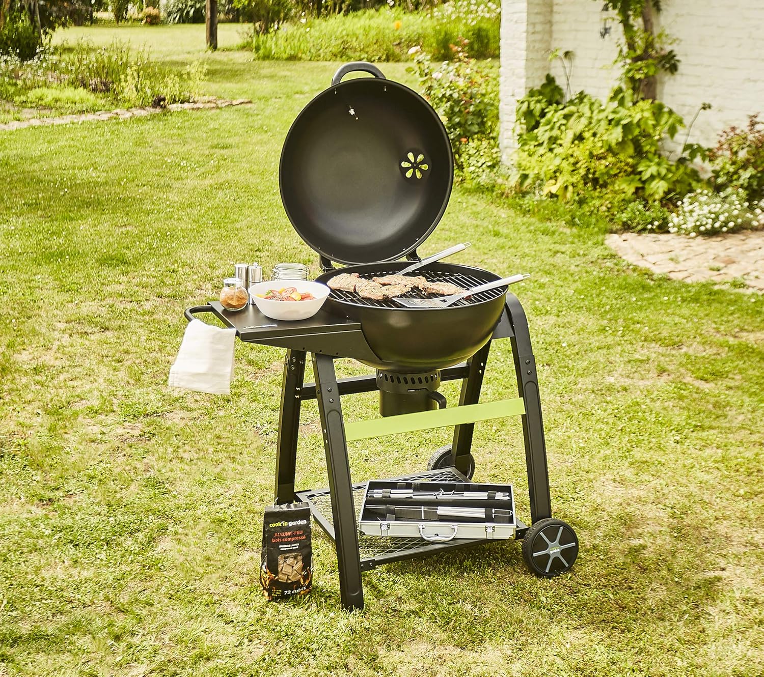 jardinito - Tonino 60 - barbecue charbon avec capot, wheels, thermomètre