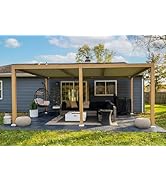 jardinito Pergola Bioclimatique en Effet Bois Aluminium 3,5 x 6,35 m, Tonnelle de Jardin Extéri...