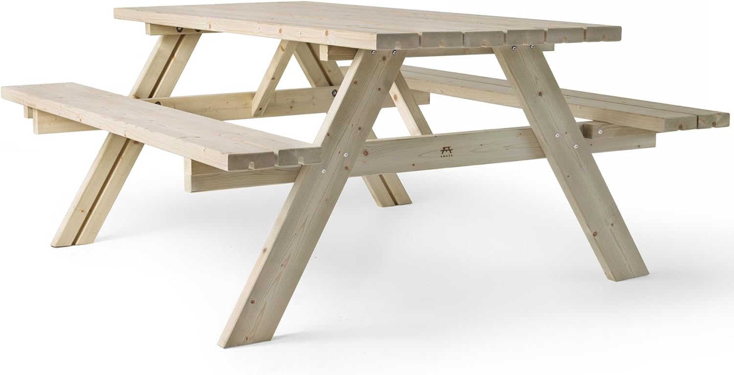 Table de Pique-Nique - Collection UNGURS - Résistante aux intempéries - Sièges pliants, idéale jardin_extérieur - jardinito-
