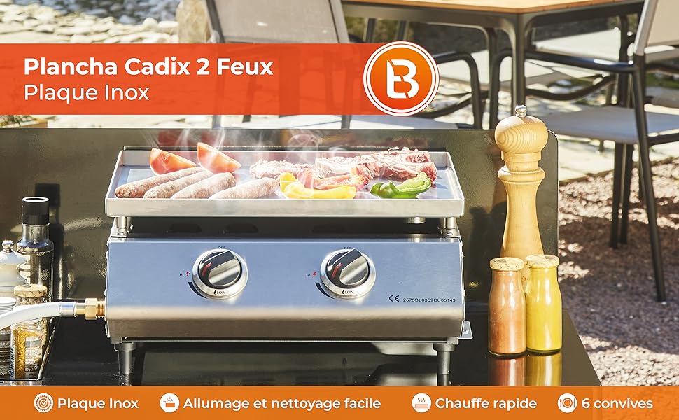Plancha gaz Cadix 2 feux jardinito