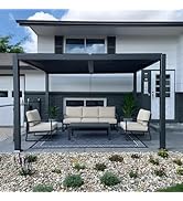 jardinito Pergola Bioclimatique en Aluminium 3 x 3,65 m, Tonnelle de Jardin Exterieur Imperméab...