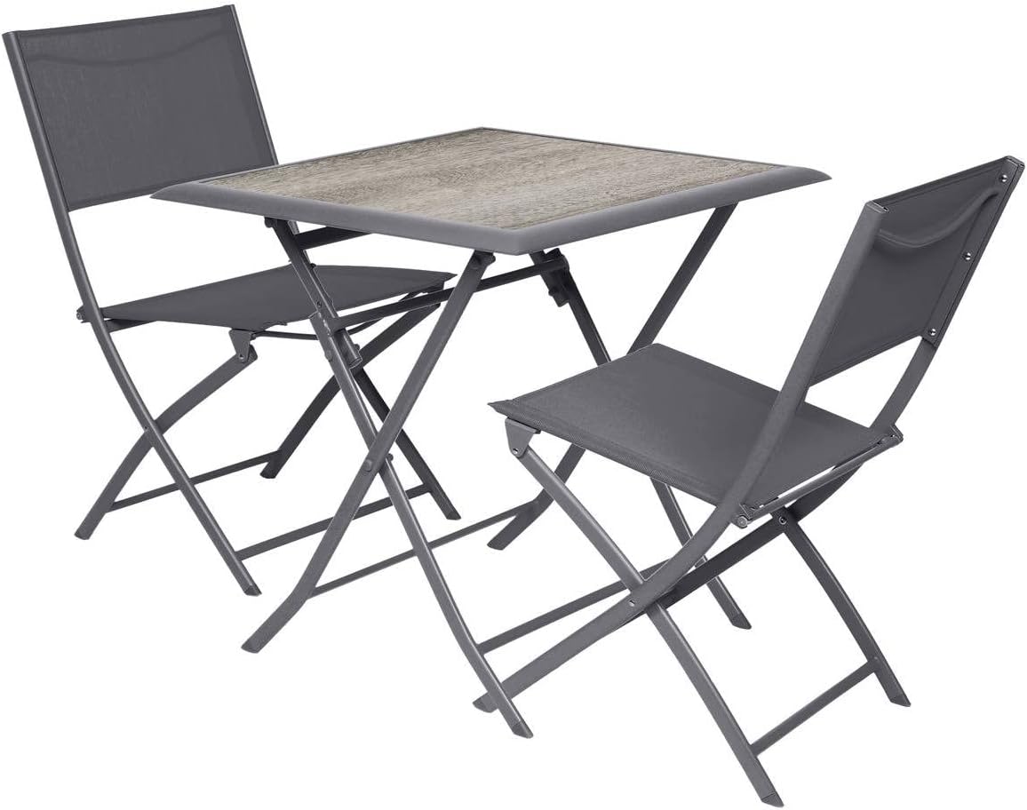 jardinito - Azua table pliante carrée 2 places gris aluminium