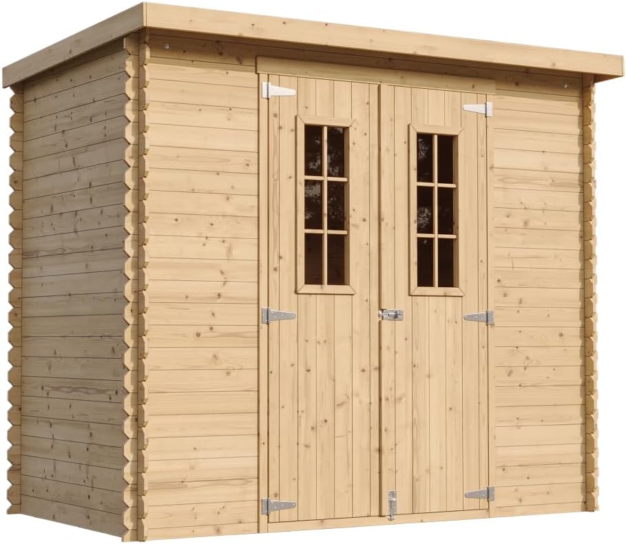 Abri de Jardin en Bois avec Sol TRAITÉ - Stockage extérieur l239xL142xH200cm/2.63 m2 - Petit abri à Outils, Local à vélos - jardinito M310C+M310G