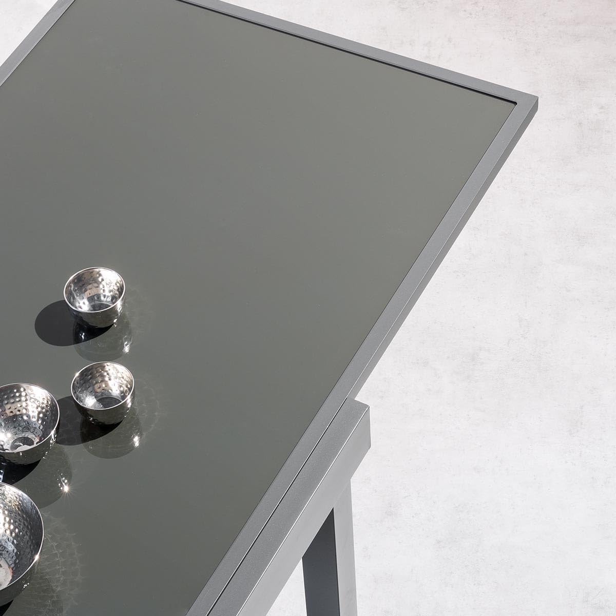 jardinito - Piazza extensible - 185/245x100 cm - aluminium verre trempé 10 places
