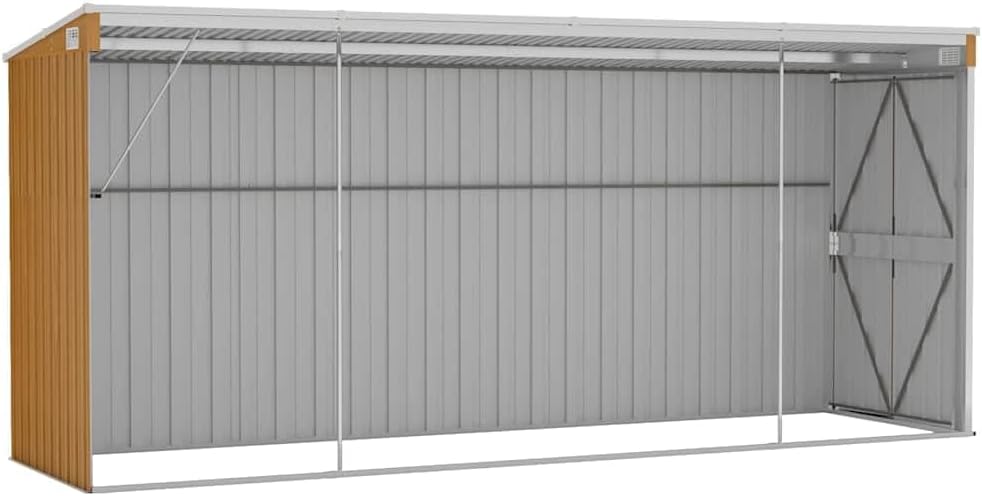 jardinito Abri de Jardin Mural Marron 118 x 382 x 178 cm Acier galvanisé,Structures extérieures, Cabanes & abris de Jardin,316232