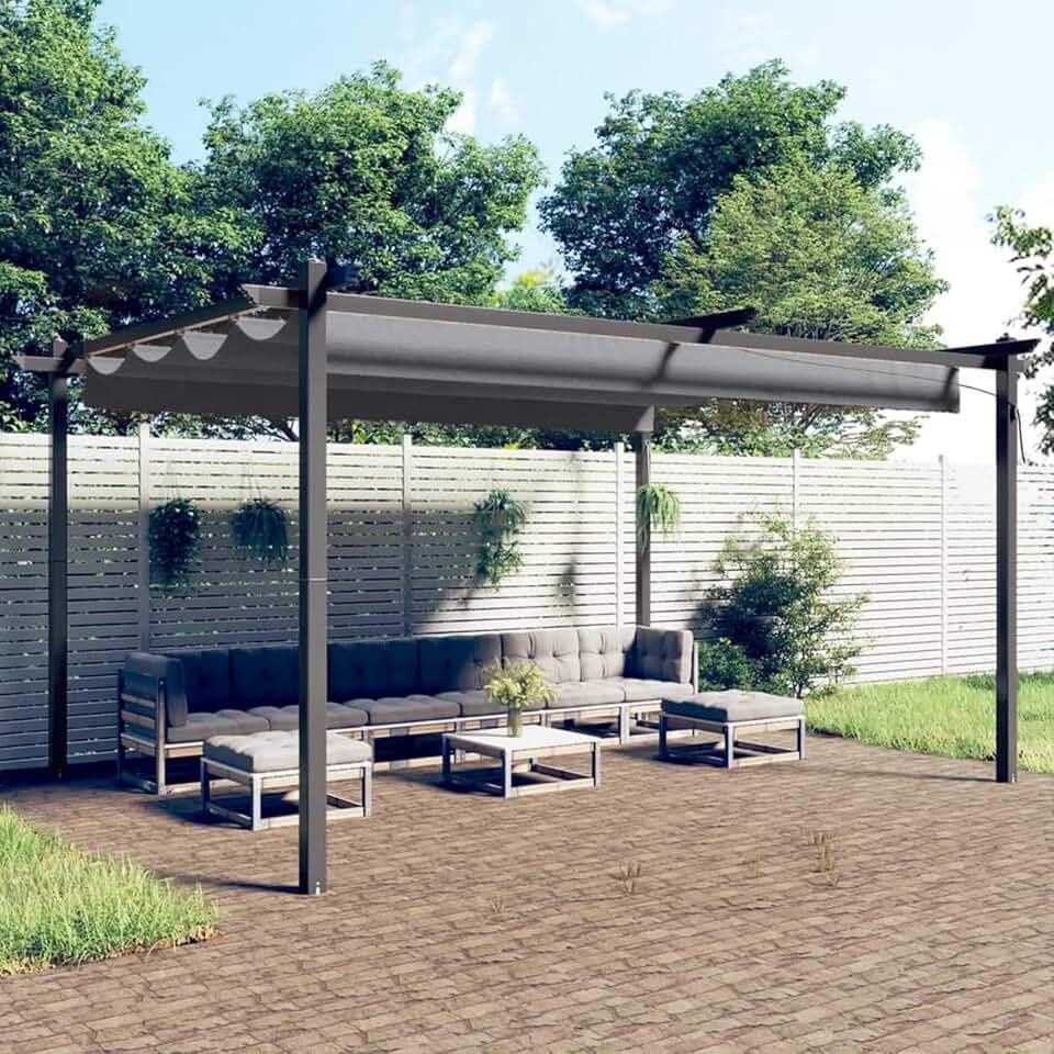 jardinito - tonnelle extensible 4x3m, toit ouvrant, protection UV, anthracite