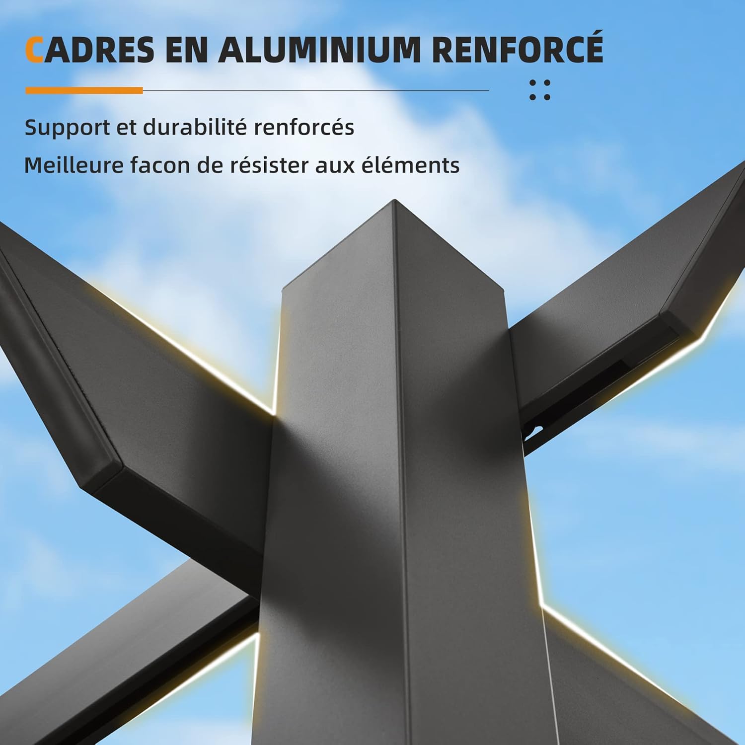 jardinito – pergola aluminium – 4x3m – toit rétractable, éclairage intégré