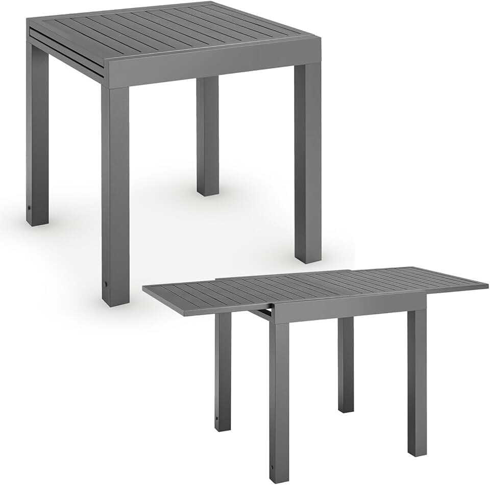 jardinito - Table de jardin Laki - 70x70 cm extensible - Aluminium anthracite