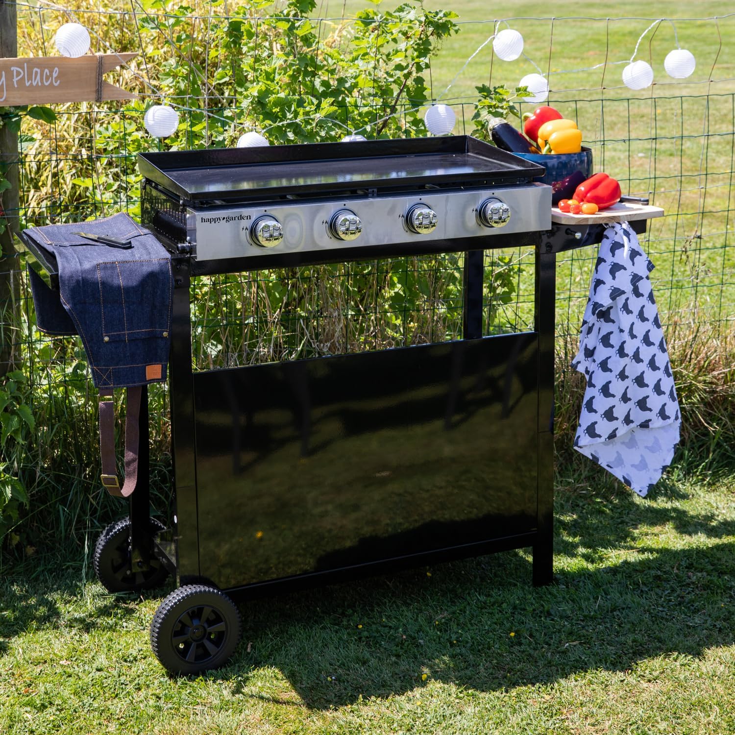 jardinito - Plancha Mérida 4 brûleurs avec chariot - gaz - 78x41 cm