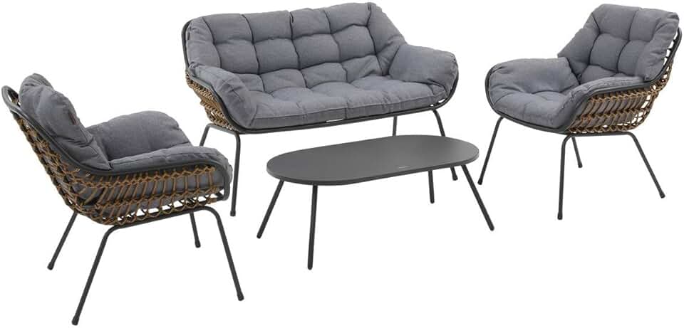 jardinito - Paopao graphite 4 places - jardin - anti-rouille, coussins confortables