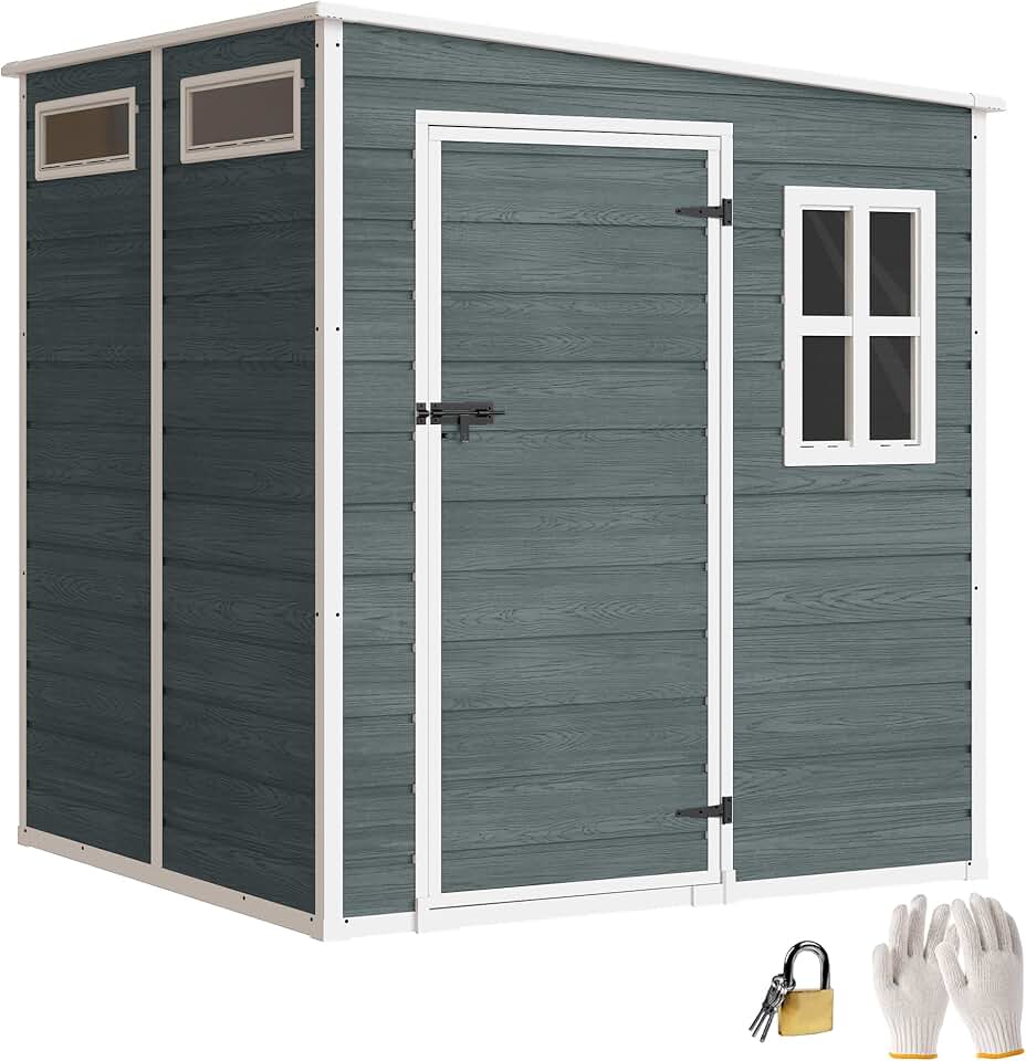jardinito - abri jardin résine, 3,3m², alu, plancher, fenêtres, 182x182x183cm