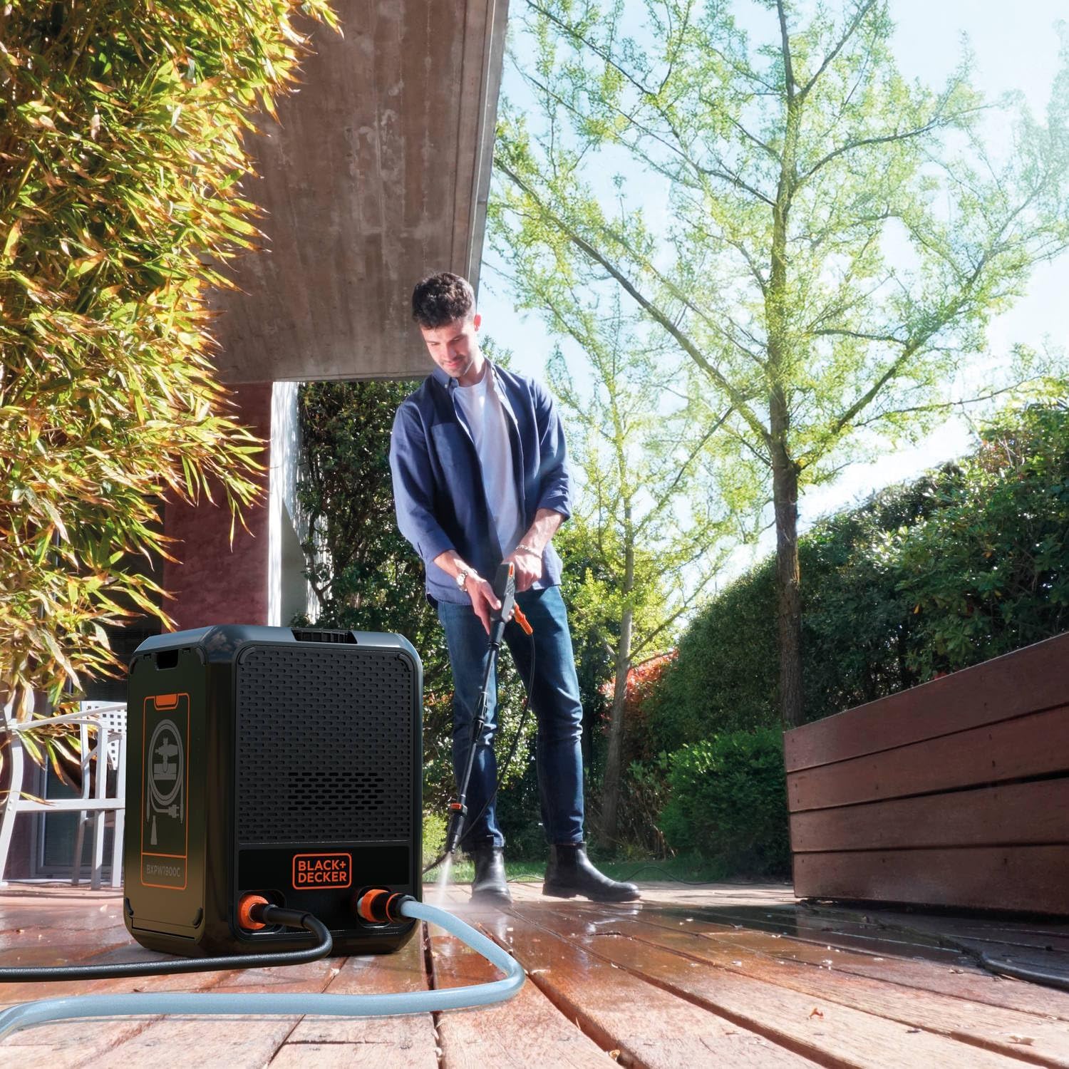 jardinito Nettoyeur Haute Pression BXPW1900C, Compact, pour la Voiture et l’extérieur de la Maison, Pression Max. 150 Bar, Débit Max. 460 l/h, Puissance absorbée 1 900 W