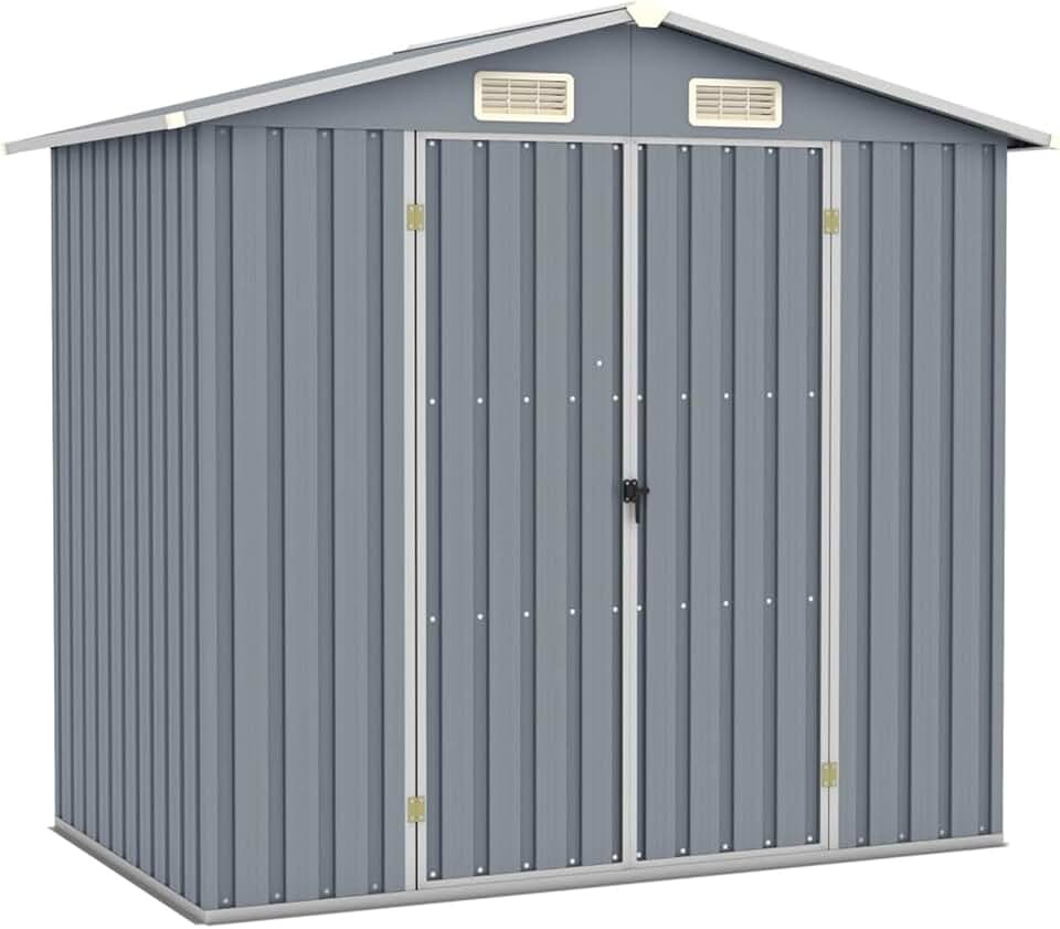 jardinito - Abri de jardin acier 205x129x183 cm, gris, stockage outils